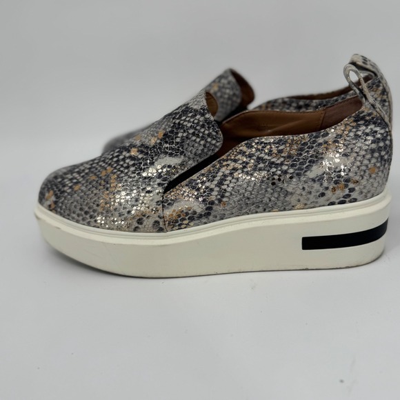 Linea Paolo Kai Women Snake Print Slip On Platform Sneakers Silver Gold Tan 9.5M - Picture 7 of 11